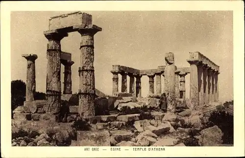 Ak Athen Griechenland, Egine, Temple d'Athena