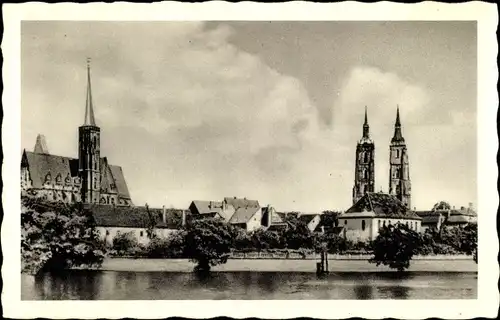 Ak Wrocław Breslau Schlesien, Sandinsel, Domkirche, Kreuzkirche