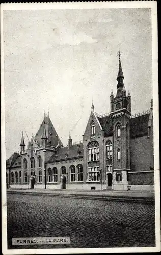 Ak Furnes Veurne Westflandern, La Gare