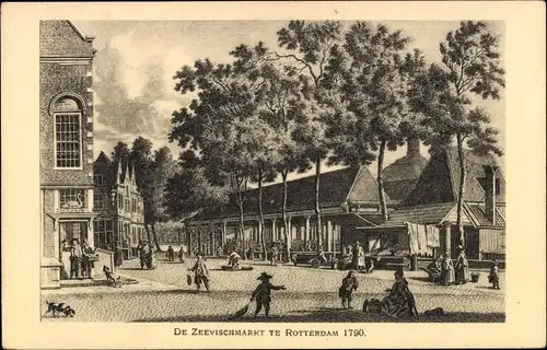 Ak Rotterdam Südholland Niederlande, De Zeevischmarkt 1790