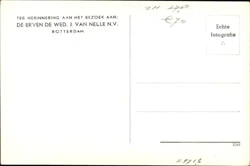 Ak Rotterdam Südholland Niederlande, Ter Herinnering De Erven de Wed. J. van Nelle N.V.