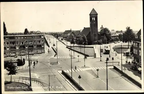 Ak Rotterdam Südholland Niederlande, Breeplein met R. K. Kerk