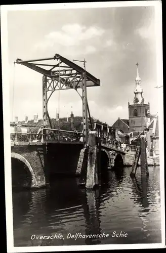 Ak Overschie Rotterdam Südholland, Delfhavensche Schie