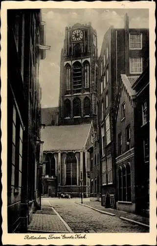 Ak Rotterdam Südholland Niederlande, Toren Groote Kerk