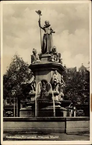 Ak Rotterdam Südholland Niederlande, Nieuwe Markt, Vrijheidsstandbeeld