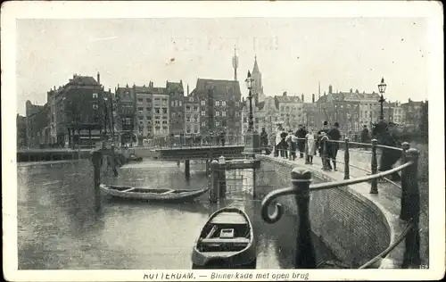 Ak Rotterdam Südholland Niederlande, Binnenkade met open brug