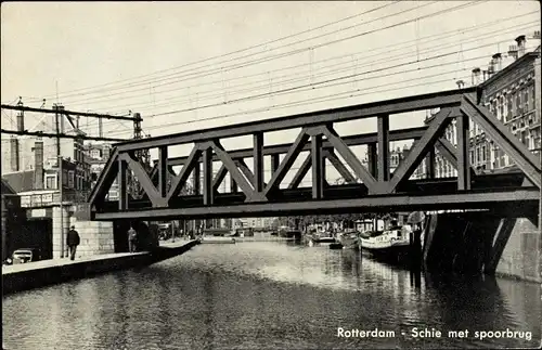 Ak Rotterdam Südholland Niederlande, Schiekade, Spoorbrug