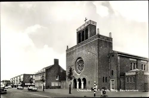 Ak Overschie Rotterdam Südholland, R. K. Kerk, Burgemeester Baumannlaan