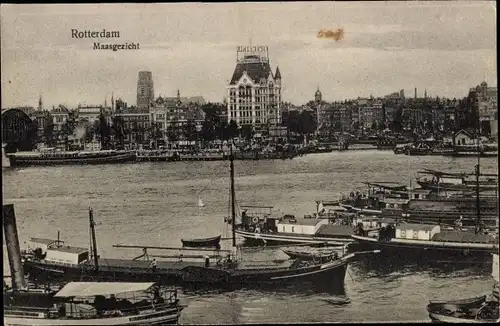 Ak Rotterdam Südholland Niederlande, Maasgezicht, Boote