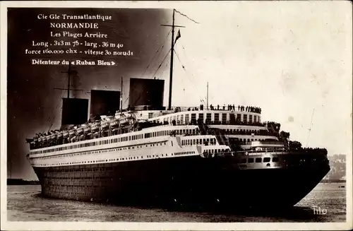 Ak Paquebot Normandie, CGT French Line, Dampfschiff