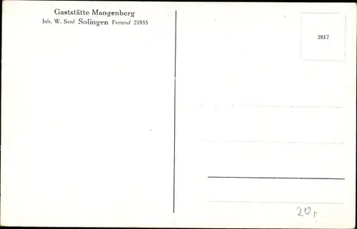 Ak Solingen in Nordrhein Westfalen, Gaststätte Mangenberg, Innenansichten, Kegelbahn