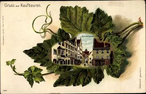 Präge Weinblatt Litho Kaufbeuren an der Wertach in Schwaben, Schmiedgasse