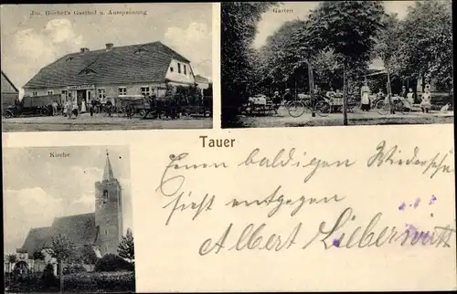 Ak Tauer in der Niederlausitz, Gasthof, Kirche