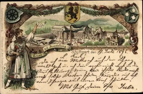 Ganzsachen Litho Stuttgart in Baden Württemberg, Ausstellung 1896, PP 11 C 3 / 01