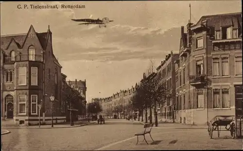 Ak Rotterdam Südholland Niederlande, C. P. Tielenstraat, Flugzeug