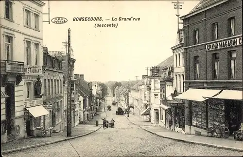 Ak Bon Secours Bonsecours Péruwelz Hennegau, La Grande Rue, Grand Magasin