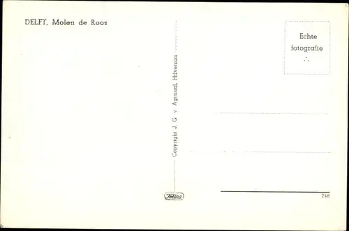 Ak Delft Südholland Niederlande, Molen de Roos, Windmühle