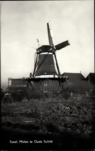 Ak Texel Nordholland Niederlande, Molen te Oude Schild, Windmühle