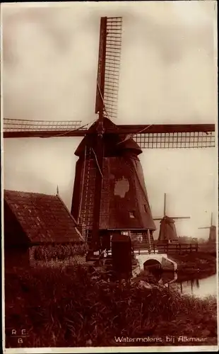 Ak Alkmaar Nordholland Niederlande, Watermolens, Windmühlen
