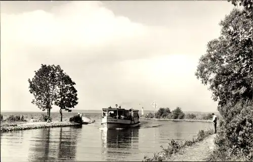 Ak Jabel, Kölpinsee Mecklenburgische Seenplatte, Einfahrt in die Elde, Salondampfer Fritz Reuter