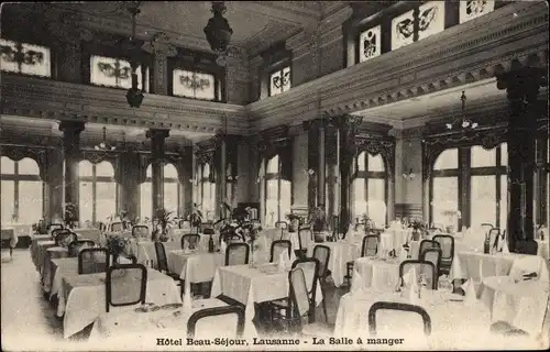 Ak Lausanne Kanton Waadt, Hotel Beau Sejour, La Salle a manger