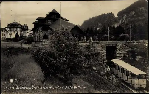 Ak Treib Seelisberg Kanton Uri, Seelisbergbahn, Hotel Bellevue