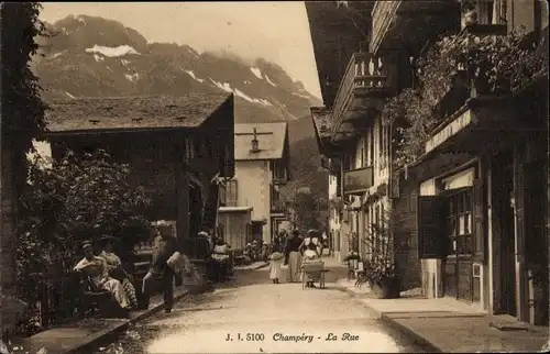 Ak Champéry Kanton Wallis, La Rue