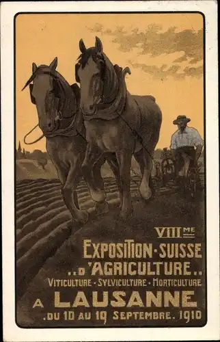 Ak Lausanne Kanton Waadt, VIIIme Exposition Suisse d'Agriculture 1910