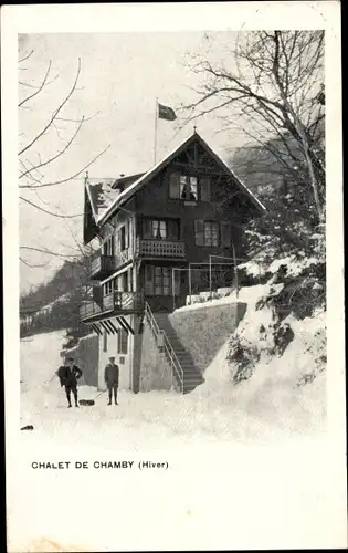 Ak Chamby sur Montreux Kanton Waadt Schweiz, Chalet de Chamby, Hiver