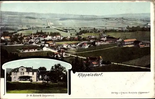 Ak Köppelsdorf Sonneberg in Thüringen, Dr. W. Balsers Sanatorium, Panorama