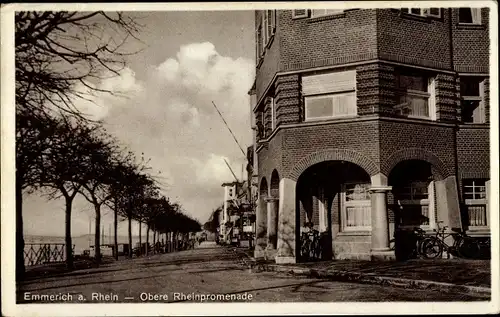 Ak Emmerich Rhein, Obere Rheinpromenade, Haus, Fahrräder