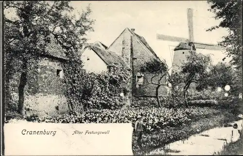 Ak Cranenburg Kranenburg am Niederrhein, Alter Festungswall, Windmühle