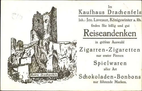 Ak Königswinter im Rhein Sieg Kreis, Kaufhaus Drachenfels, Reiseandenken