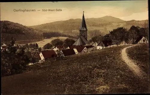 Ak Oerlinghausen in Lippe, Teilansicht vom Ort, Kirche