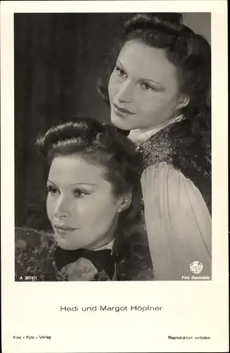Ak Schauspielerinnen Hedi und Margot Höpfner, Portrait, Film Foto Verlag A 3614/1