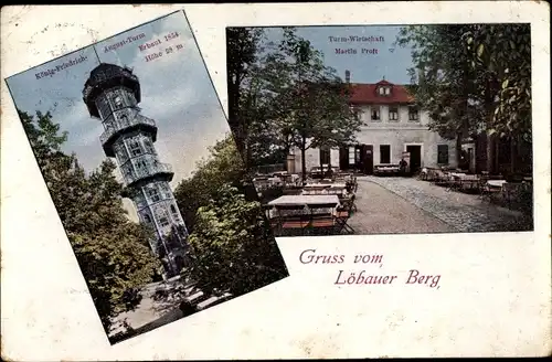 Ak Löbau in Sachsen, Löbauer Berg, König-Friedrich-August-Turm, Turm-Wirtschaft