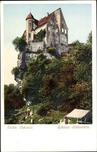 Ak Hohnstein Sächs. Schweiz, Schloss, Felsen