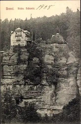 Ak Hohnstein Sächsische Schweiz, Brand, Blick auf Hotel