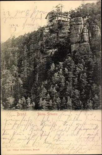 Ak Hohnstein Sächsische Schweiz, Brand, Blick auf Hotel