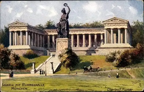 Künstler Ak Flower, Charles, München, Bavaria mit Ruhmeshalle, Tuck 703