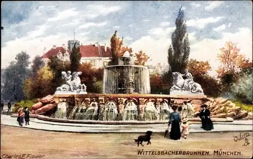 Künstler Ak Flower, Charles, München, Wittelsbacherbrunnen