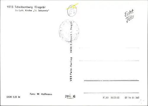 Ak Scheibenberg im Erzgebirge, ev.-luth. Kirche St. Johannis