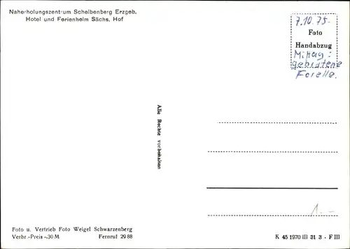 Ak Scheibenberg im Erzgebirge, Hotel und Ferienheim Sächs. Hof, Speiseraum