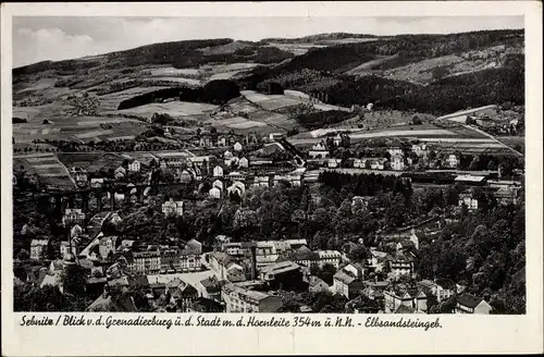 Ak Sebnitz in Sachsen, Blick von der Grenadierburg über die Stadt, Hornleite