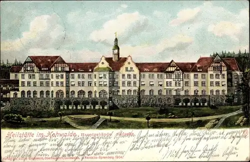 Ak Neustadt in Sachsen, Heilstätte im Hohwalde, Hauptgebäude, Südseite