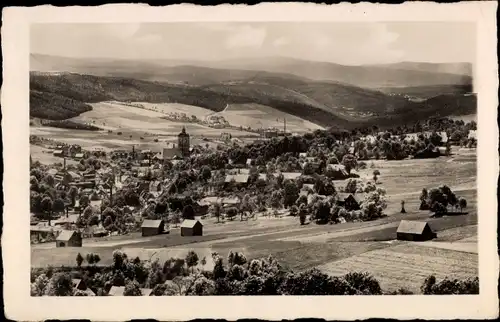 Ak Lößnitz Erzgebirge, Gesamtansicht des Ortes mit Umgebung