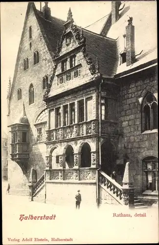 Ak Halberstadt am Harz, Rathaus, detail