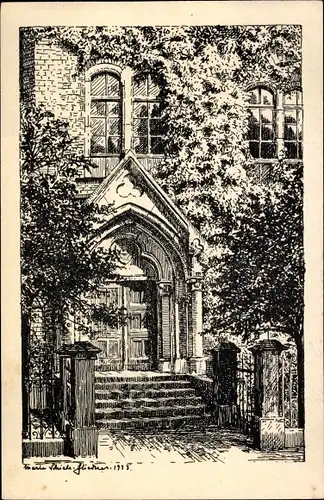 Künstler Ak Mülheim Köln am Rhein, Realgymnasium