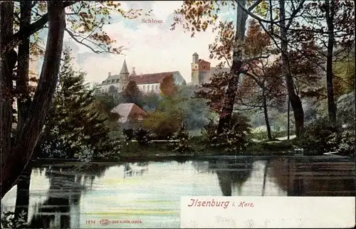 Ak Ilsenburg im Harz, Wasserblick zum Schloss