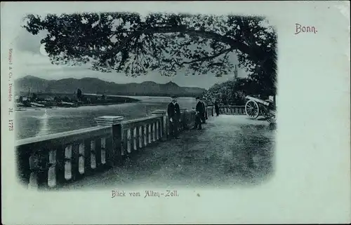 Mondschein Ak Bonn am Rhein, Blick vom Alten Zoll